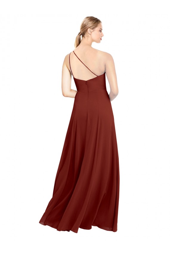Burgundy One Shoulder Sleeveless A-Line Formal Dress / Bridesmaid Dress Townsville