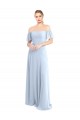 Light Sky Blue Square Neck Flutter Sleeves V-Back A-Line Formal Dress / Bridesmaid Dress Townsville