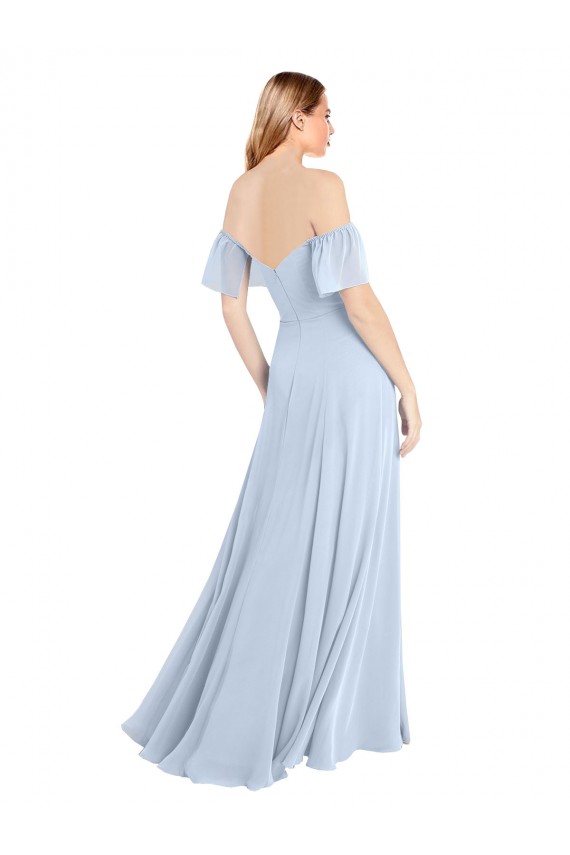 Light Sky Blue Square Neck Flutter Sleeves V-Back A-Line Formal Dress / Bridesmaid Dress Townsville