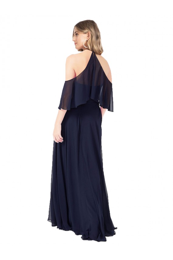Dark Navy High Neck Flutter Sleeves A-Line Formal Dress / Bridesmaid Dress Townsville