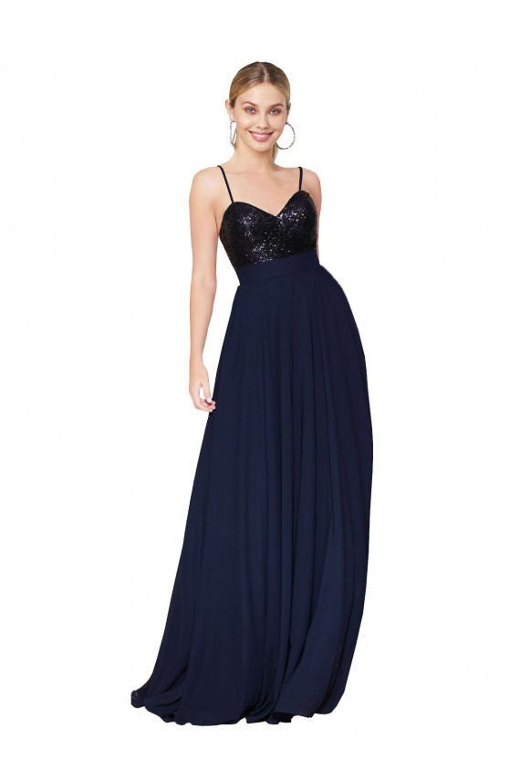 Dark Navy High Neck Sleeveless A-Line Semi Formal Evening Dress / Prom Dress / Bridesmaid Dress Townsville
