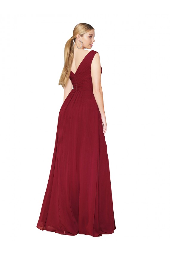 Burgundy High Neck Sleeveless V-Back A-Line Black Tie Evening Gown / Prom Dress / Bridesmaid Dress Townsville