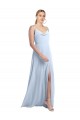 Light Sky Blue Cowl Neck Sleeveless V-Back A-Line Bridesmaid Dress / Evening Gowns Townsville