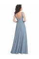 Dusty Blue V-Neck Sleeveless V-Back A-Line Bridesmaid Dress Townsville