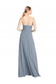 Dusty Blue V-Neck Sleeveless Open Back A-Line Bridesmaid Gowns Townsville