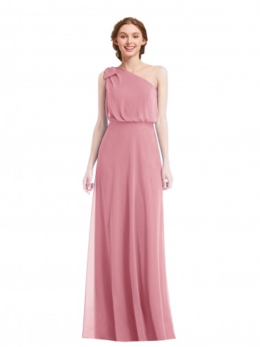 Skin Pink One Shoulder Sleeveless A-Line Semi Formal Evening Dress / Bridesmaid Dress Townsville