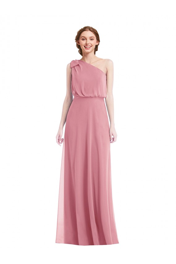 Skin Pink One Shoulder Sleeveless A-Line Semi Formal Evening Dress / Bridesmaid Dress Townsville