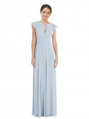 Sea Glass Bateau Neck Flutter Sleeves V-Back A-Line Formal Evening Gown / Bridesmaid Dress Townsville