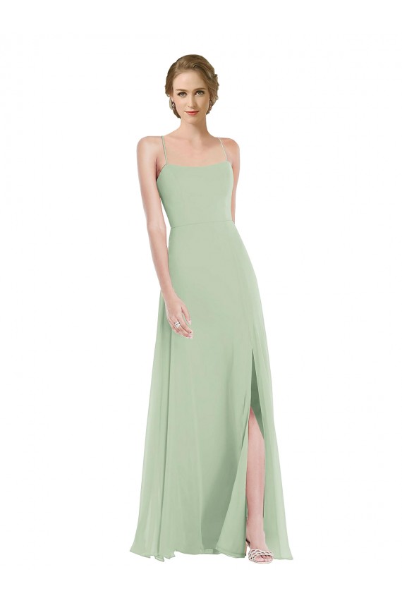 Sage Scoop Neck Sleeveless Open Back A-Line Semi Formal Evening Dress / Bridesmaid Dress Townsville
