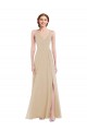 Champagne V-Neck Sleeveless Open Back A-Line Semi Formal Evening Dress / Bridesmaid Dress Townsville