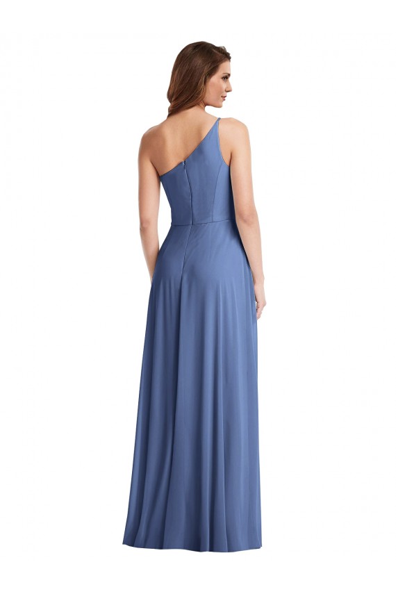 Windsor Blue One Shoulder Sleeveless A-Line Formal Evening Gown / Bridesmaid Dress Townsville