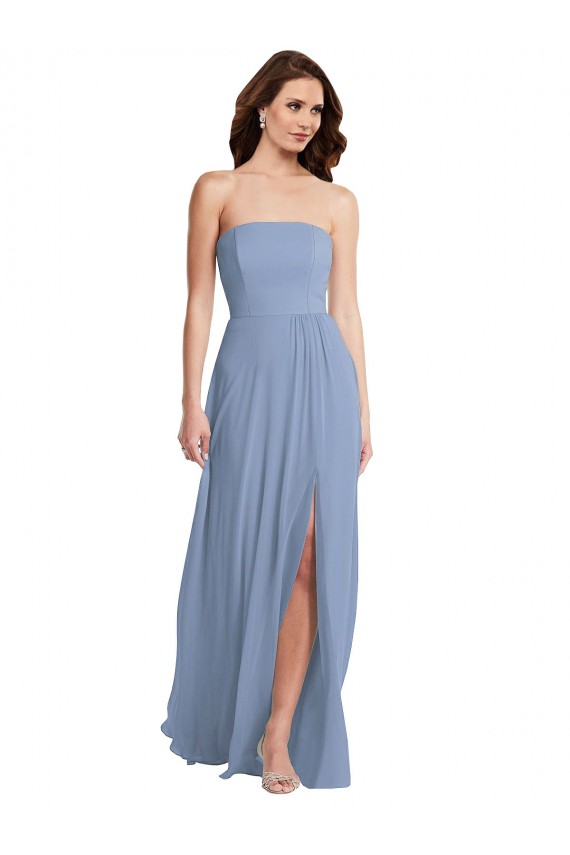 Dusty Blue Strapless Sleeveless A-Line Semi Formal Evening Dress / Bridesmaid Dress Townsville