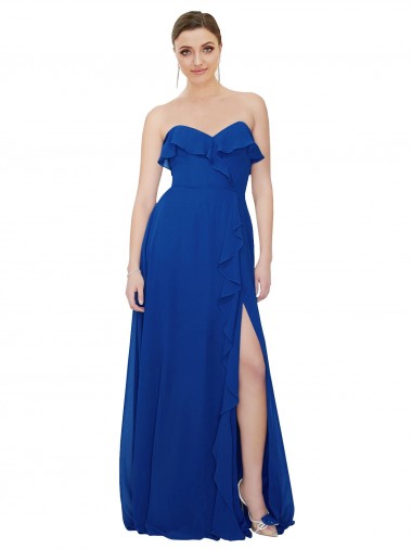 Royal Blue Strapless Sleeveless A-Line Bridesmaid Dress Townsville