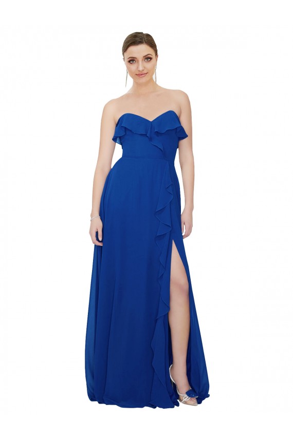 Royal Blue Strapless Sleeveless A-Line Bridesmaid Dress Townsville