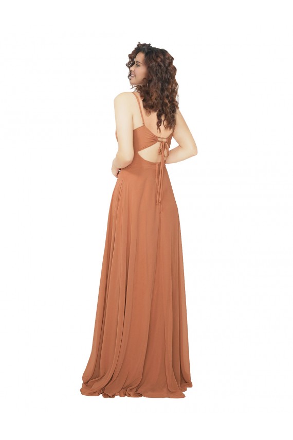 Rosewood V-Neck Sleeveless Keyhole Back A-Line Bridesmaid Dress Townsville