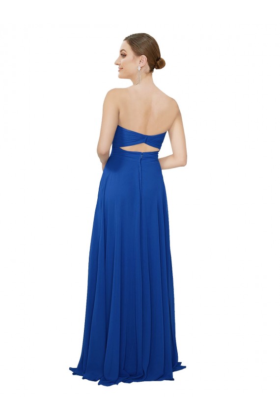 Royal Blue Strapless Sleeveless Keyhole Back A-Line Bridesmaid Dress / Evening Dress Townsville