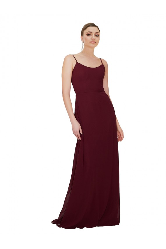 Burgundy Gold Scoop Neck Sleeveless Keyhole Back A-Line Bridesmaid Dress Townsville