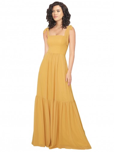 Saffron Square Neck Sleeveless A-Line Bridesmaid Dress Townsville
