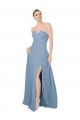 Dusty Blue Strapless Sleeveless Low Back A-Line Bridesmaid Dress / Evening Dress Townsville