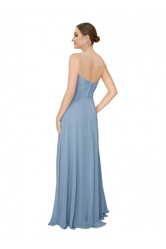 Dusty Blue Strapless Sleeveless Low Back A-Line Bridesmaid Dress / Evening Dress Townsville