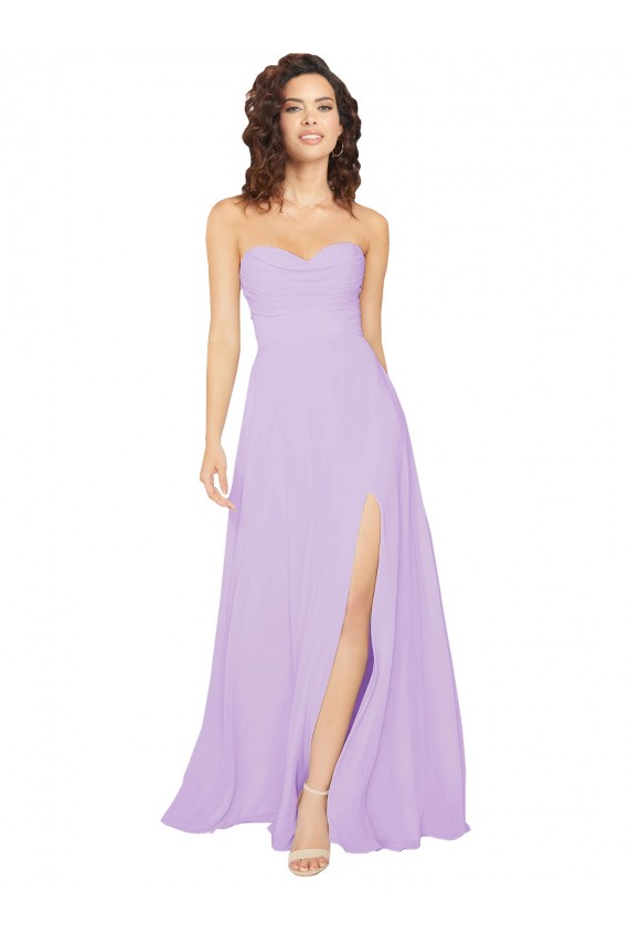 Lilac Strapless Sleeveless Low Back A-Line Bridesmaid Dress / Evening Dress Townsville