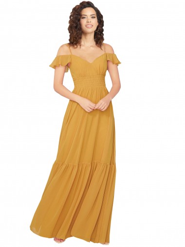 Saffron Sweetheart Cold Shoulder Keyhole Back A-Line Bridesmaid Dress Townsville
