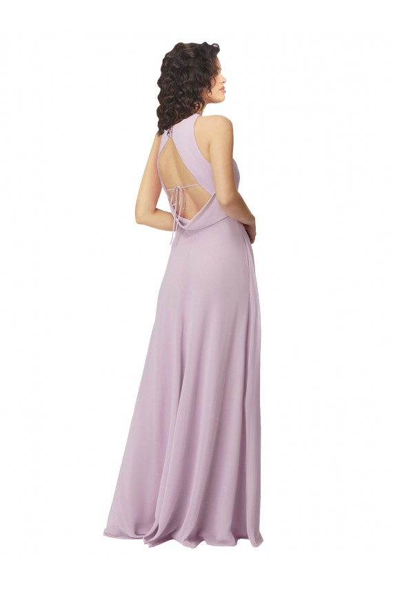 Pink Glow High Neck Sleeveless Keyhole Back A-Line Bridesmaid Dress Townsville
