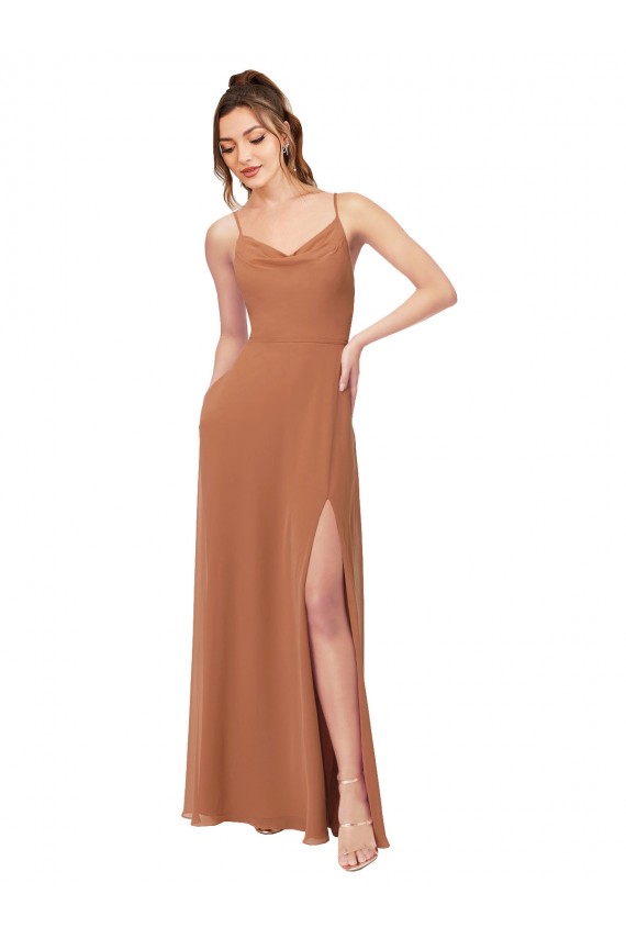 Rosewood Cowl Neck Sleeveless Low Back A-Line Bridesmaid Dress Townsville