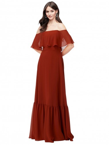 Red Off the Shoulder Short Flutter Sleeves A-Line Bridesmaid Dress Townsville