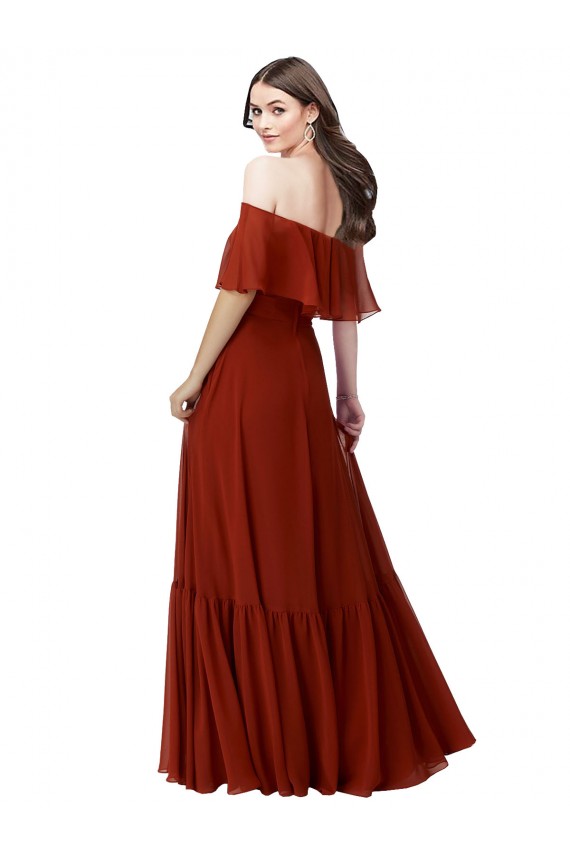 Red Off the Shoulder Short Flutter Sleeves A-Line Bridesmaid Dress Townsville
