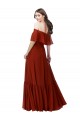 Red Off the Shoulder Short Flutter Sleeves A-Line Bridesmaid Dress Townsville