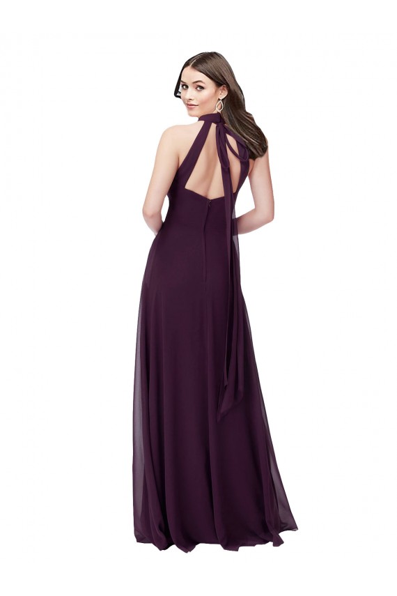 Grape High Neck Sleeveless Keyhole Back A-Line Bridesmaid Dress Townsville