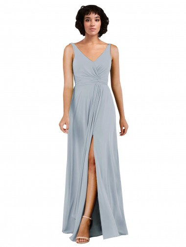 Sea Glass V-Neck Sleeveless Low Back Column Bridesmaid Dress Townsville