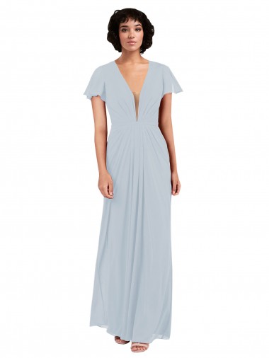 Sea Glass V-Neck Cap Sleeves A-Line Bridesmaid Dress / Formal Dress Townsville