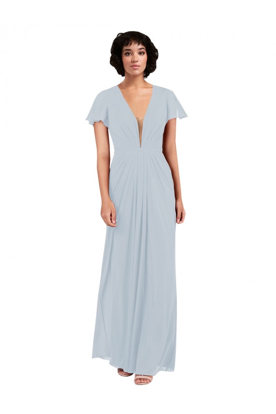 Sea Glass V-Neck Cap Sleeves A-Line Bridesmaid Dress / Formal Dress Townsville