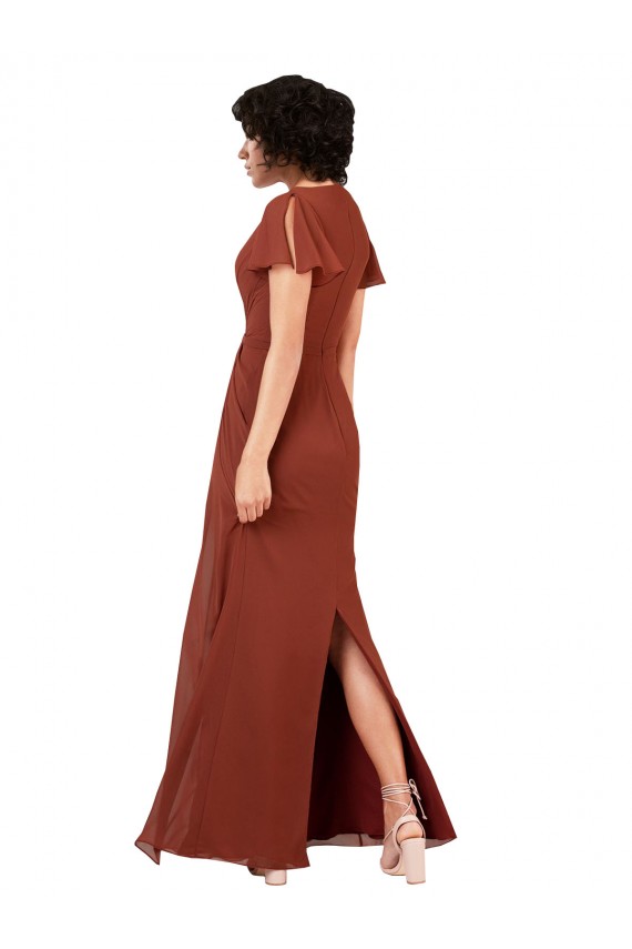 Sea Glass V-Neck Cap Sleeves A-Line Bridesmaid Dress / Formal Dress Townsville
