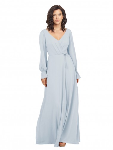 Sea Glass V-Neck Long Sleeves A-Line Formal Dress / Bridesmaid Dress Townsville