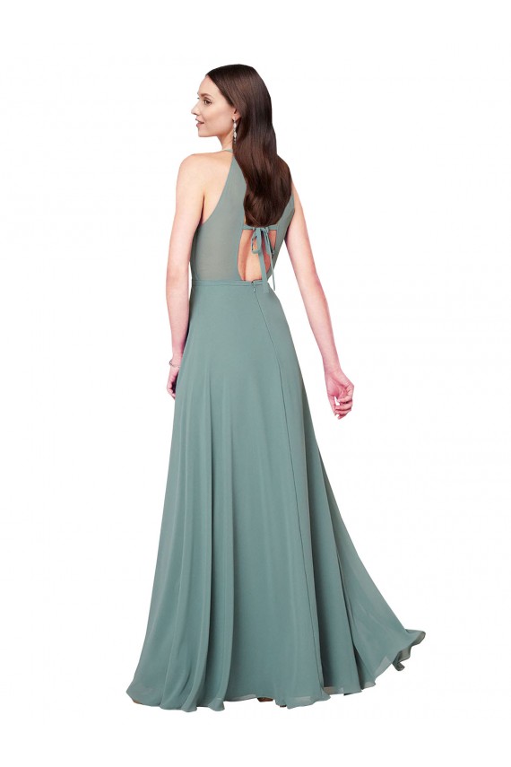 Dark Lavender Halter Neck Sleeveless Keyhole Back A-Line Bridesmaid Dress / Evening Dress Townsville