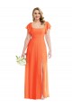 Tangerine Tango Square Neck Flutter Sleeves Open Back A-Line Semi Formal Evening Dress / Bridesmaid Dress Townsville