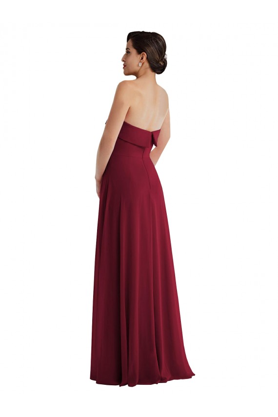 Burgundy Strapless Sleeveless Low Back A-Line Formal Evening Gown / Bridesmaid Dress Townsville