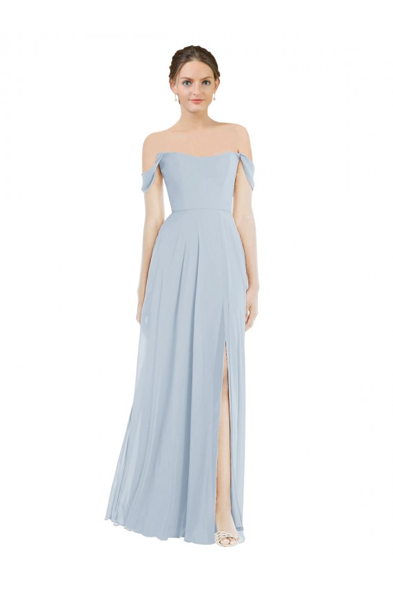 Sea Glass Off the Shoulder Flounce Sleeves A-Line Semi Formal Evening Dress / Bridesmaid Dress Townsville