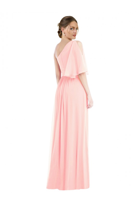 Pink One Shoulder Bell Sleeves A-Line Semi Formal Evening Dress / Bridesmaid Dress Townsville