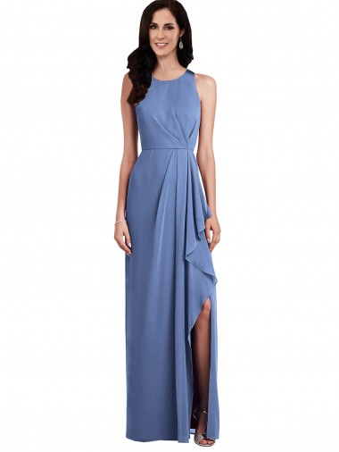 Windsor Blue Jewel Neck Sleeveless Keyhole Back A-Line Bridesmaid Dress Townsville