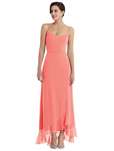 Coral Scoop Neck Sleeveless A-Line High Low Bridesmaid Dress Townsville