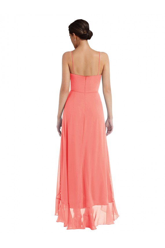 Coral Scoop Neck Sleeveless A-Line High Low Bridesmaid Dress Townsville