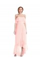 Pink Off the Shoulder Sleeveless A-Line High Low Bridesmaid Dress Townsville