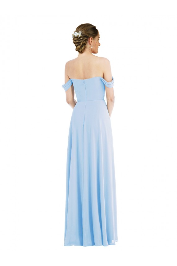 Light Sky Blue Off the Shoulder Sleeveless A-Line Formal Evening Gown / Bridesmaid Dress Townsville