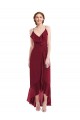 Burgundy V-Neck Sleeveless Low Back A-Line High Low Evening Gown / Bridesmaid Dress Townsville