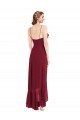 Burgundy V-Neck Sleeveless Low Back A-Line High Low Evening Gown / Bridesmaid Dress Townsville