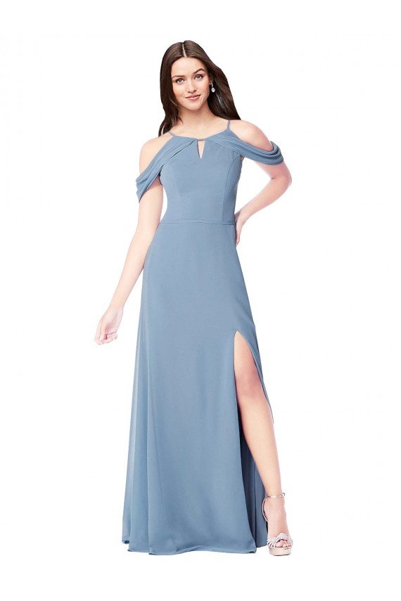 Dusty Blue Off the Shoulder Sleeveless A-Line Evening Dress / Bridesmaid Dress Townsville